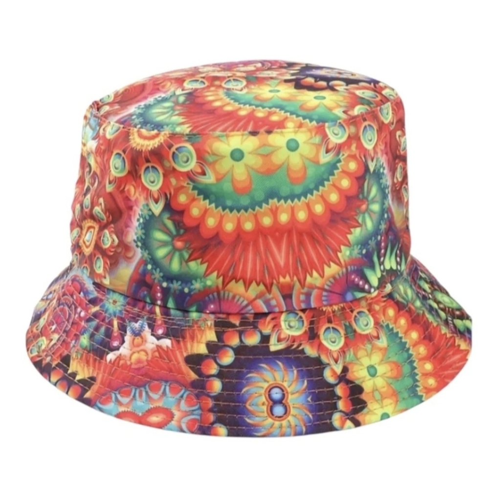 Geometric Print Multicolor Reversiable Foldable BoHo Bucket Hat